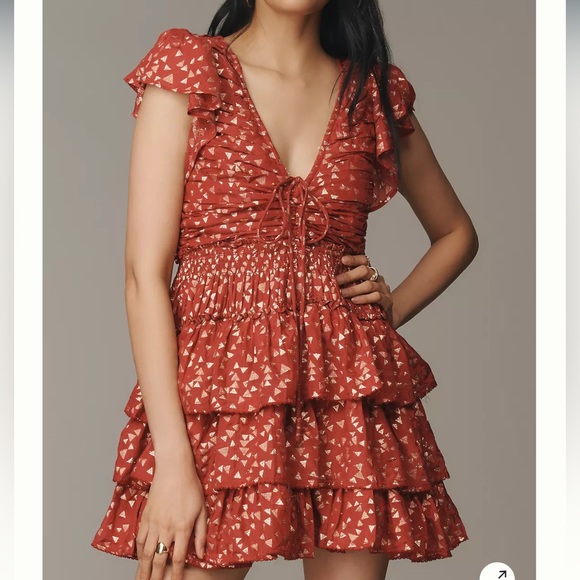 Anthropologie Short-Sleeve Ruffled Mini Dress - Picture 4 of 9
